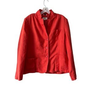 Talbot irish linen blazer women's size 16 orange lined button front colorful